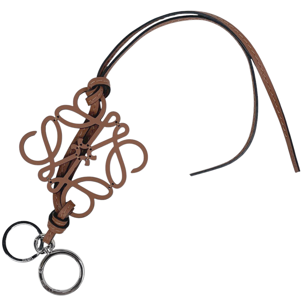 ロエベ アナグラム チャーム キーホルダー ストラップ バッグチャーム レザー ブラウン レディース 【中古】brbag