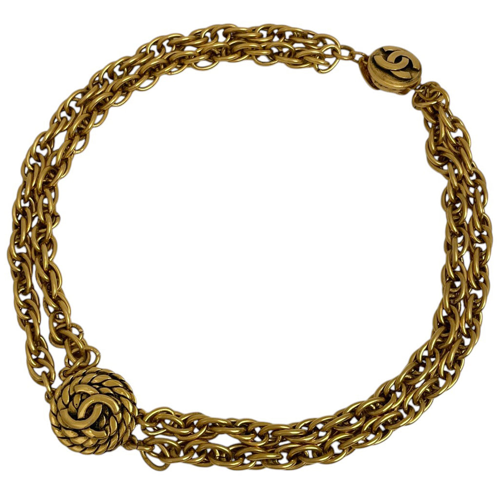 シャネル ココマーク ラウンド チェーン ネックレス CCマーク チョーカー ネックレス GP ゴールド レディース 【中古】bracc