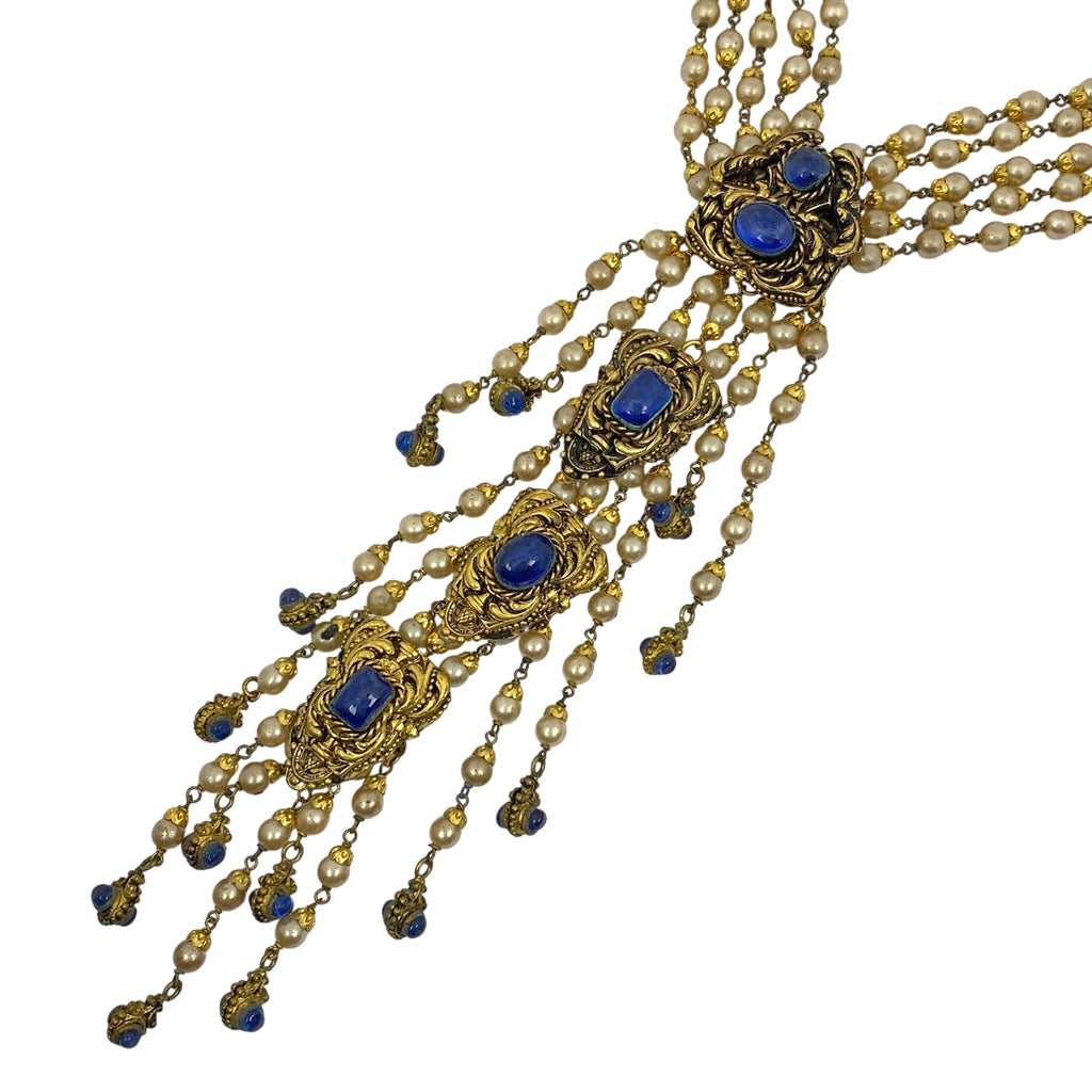 シャネル デザイン ネックレス カラーストーン ネックレス GP フェイクパール レディース 【中古】bracc