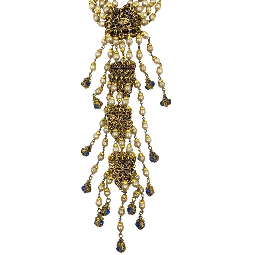 シャネル デザイン ネックレス カラーストーン ネックレス GP フェイクパール レディース 【中古】bracc