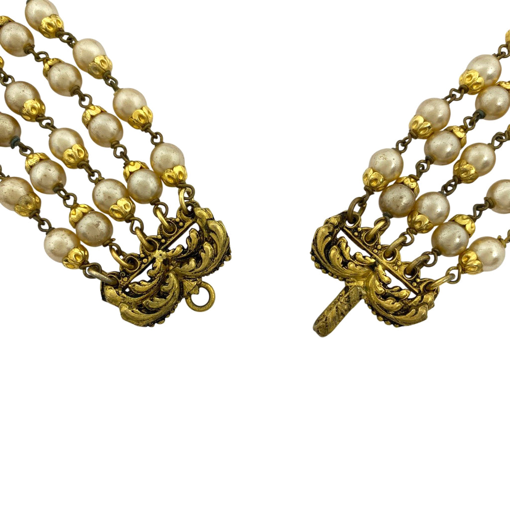 シャネル デザイン ネックレス カラーストーン ネックレス GP フェイクパール レディース 【中古】bracc