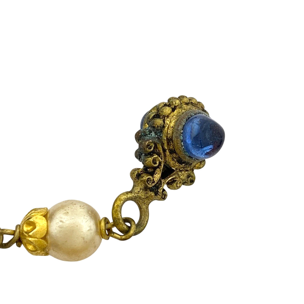 シャネル デザイン ネックレス カラーストーン ネックレス GP フェイクパール レディース 【中古】bracc