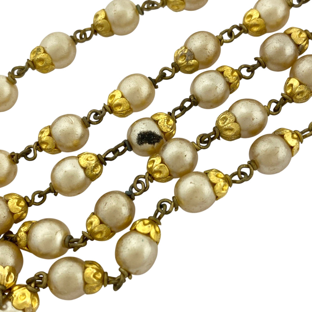 シャネル デザイン ネックレス カラーストーン ネックレス GP フェイクパール レディース 【中古】bracc