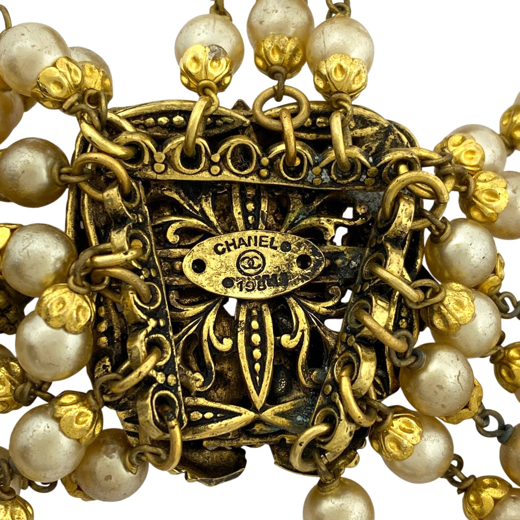 シャネル デザイン ネックレス カラーストーン ネックレス GP フェイクパール レディース 【中古】bracc