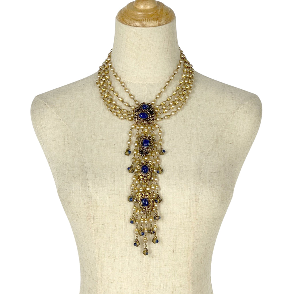 シャネル デザイン ネックレス カラーストーン ネックレス GP フェイクパール レディース 【中古】bracc