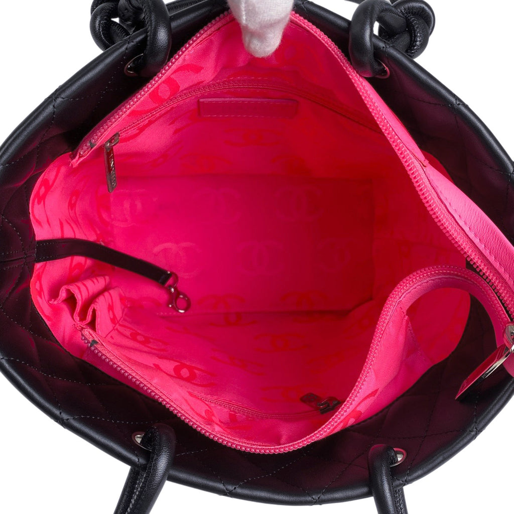 シャネル カンボンライン ミディアム トートバッグ ココマーク ハンドバッグ トートバッグ レザー ブラック A25167 レディース 【中古】brbag