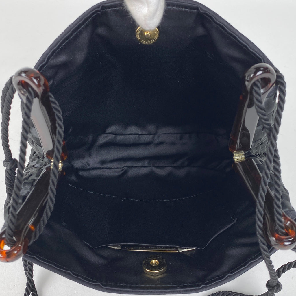 ボッテガヴェネタ イントレチャート ショルダーバッグ 斜め掛け ショルダーバッグ サテン ブラック レディース 【中古】brbag