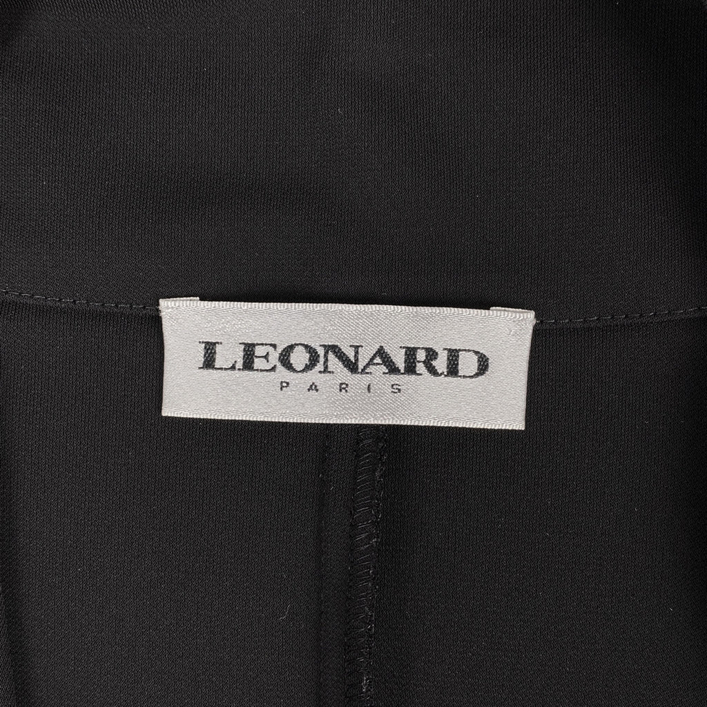 レオナール デザイン ロング カーディガン ボタンレス 花柄 トップス カーディガン レーヨン ポリエステル ブラック レディース 【中古】brapp