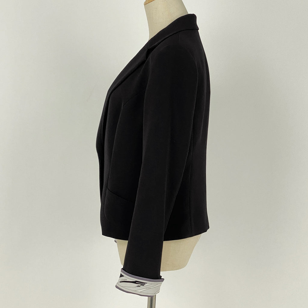 レオナール ロゴボタン テーラードジャケット ブレザー アウター テーラードジャケット ブラック レディース 【中古】brapp