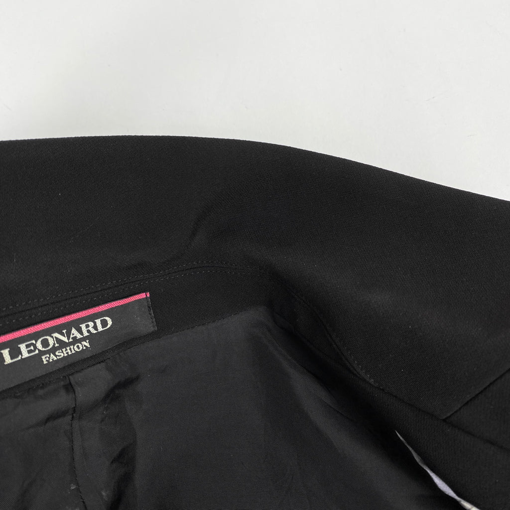 レオナール ロゴボタン テーラードジャケット ブレザー アウター テーラードジャケット ブラック レディース 【中古】brapp