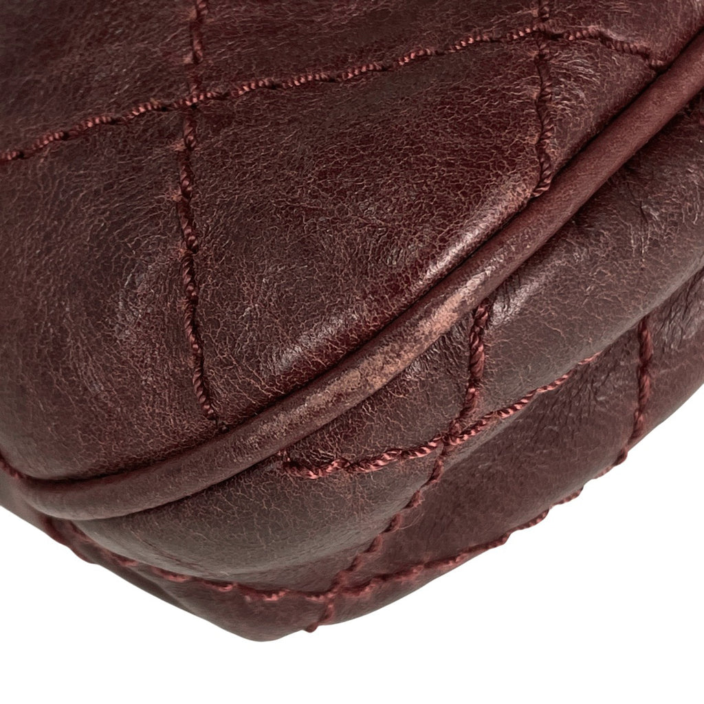 シャネル ココマーク チェーン ショルダーバッグ 斜め掛け ワイルドステッチ ショルダーバッグ レザー ボルドー レディース 【中古】brbag