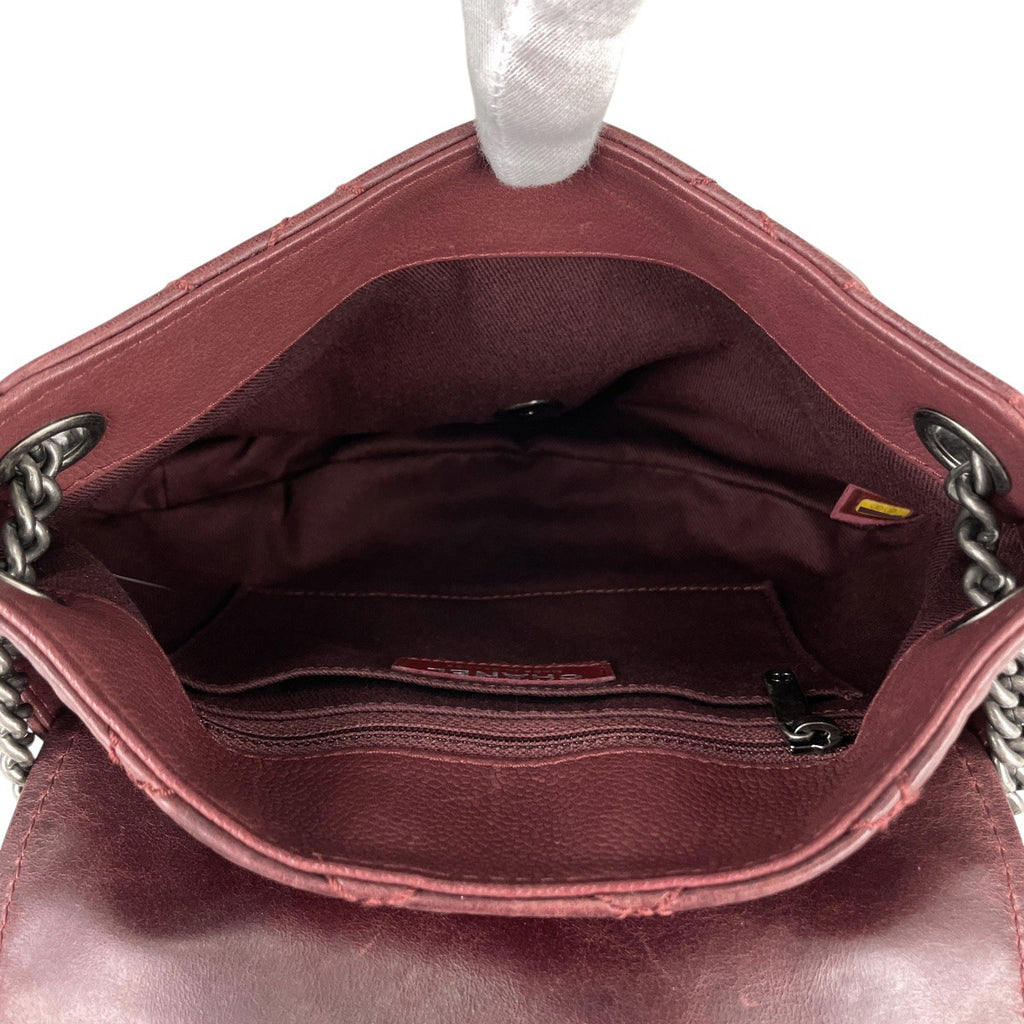シャネル ココマーク チェーン ショルダーバッグ 斜め掛け ワイルドステッチ ショルダーバッグ レザー ボルドー レディース 【中古】brbag