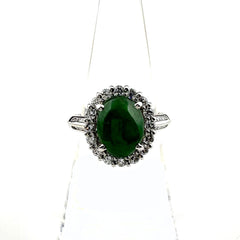 翡翠 デザインリング プラチナ メレダイヤ 指輪 リング 13号 Pt900 ヒスイ ダイヤモンド レディース ノンブランドジュエリー 【中古】nbjwl