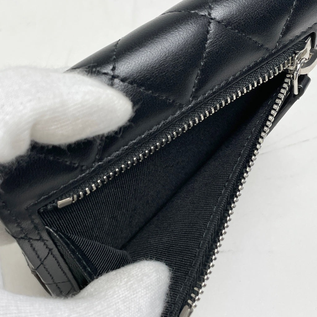 シャネル ココマーク 三つ折り 財布 マトラッセ クラシック スモール フラップ ウォレット 三つ折り財布 レザー ブラック レディース ブランドバッグ・小物 【中古】brbag