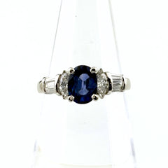 サファイア デザインリング プラチナ 指輪 メレダイヤ リング 14号 Pt900 サファイア ダイヤモンド レディース ノンブランドジュエリー 【中古】nbjwl