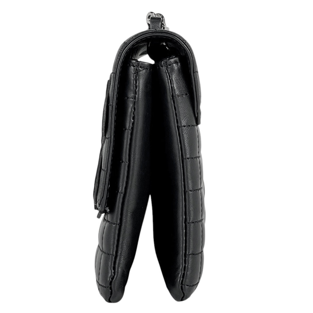 シャネル チョコバー チェーン ショルダーバッグ No.5 カメリア ココマーク ショルダーバッグ レザー ブラック レディース 【中古】brbag