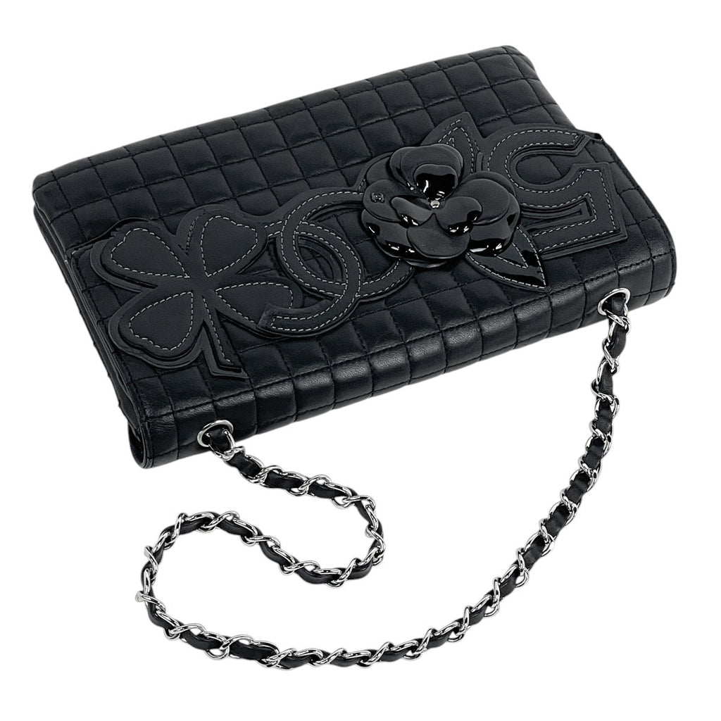 シャネル チョコバー チェーン ショルダーバッグ No.5 カメリア ココマーク ショルダーバッグ レザー ブラック レディース 【中古】brbag