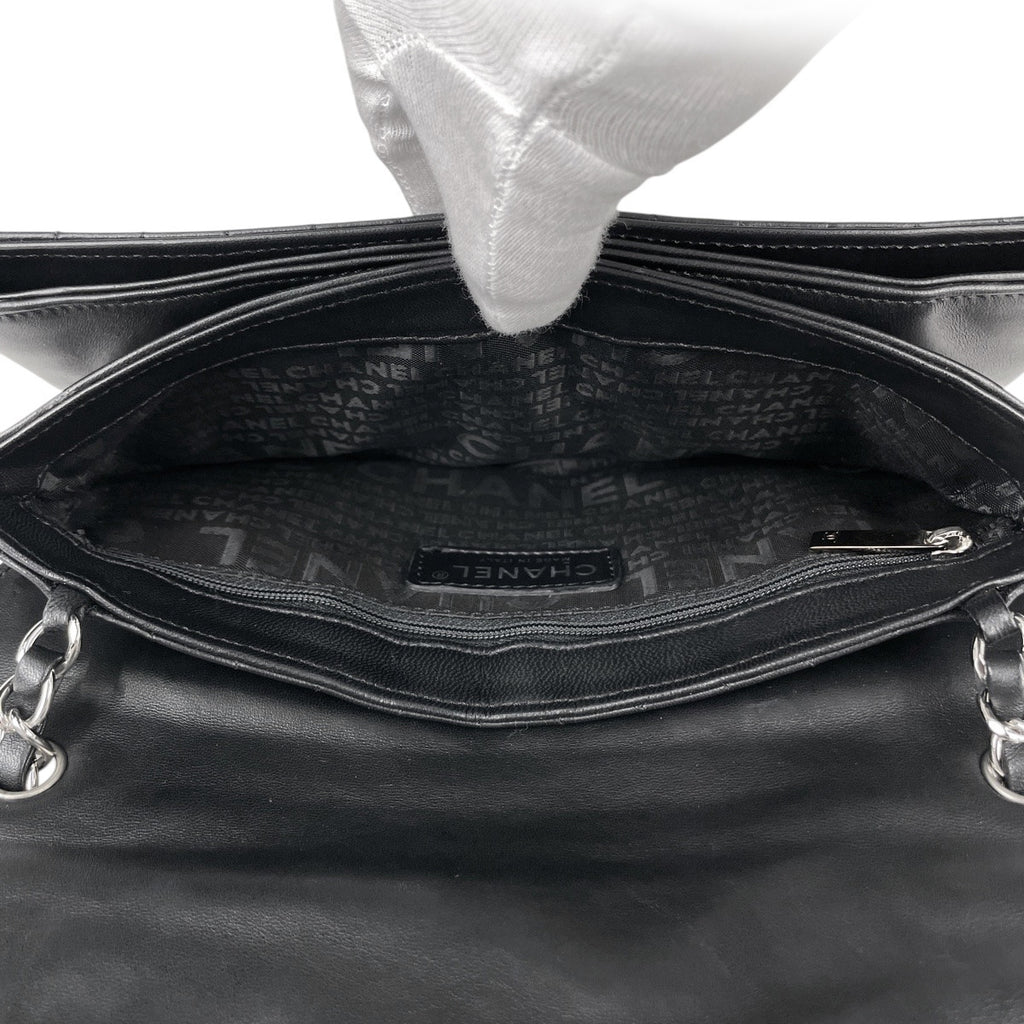 シャネル チョコバー チェーン ショルダーバッグ No.5 カメリア ココマーク ショルダーバッグ レザー ブラック レディース 【中古】brbag