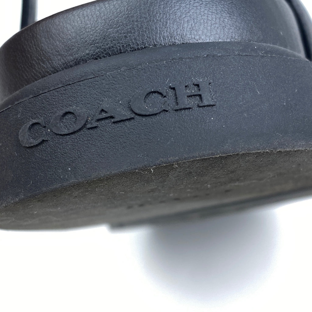 コーチ ロゴ サンダル アンクルストラップ 靴 サンダル レザー ブラック レディース 【中古】brapp