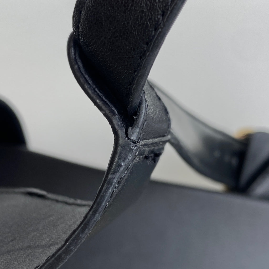 コーチ ロゴ サンダル アンクルストラップ 靴 サンダル レザー ブラック レディース 【中古】brapp