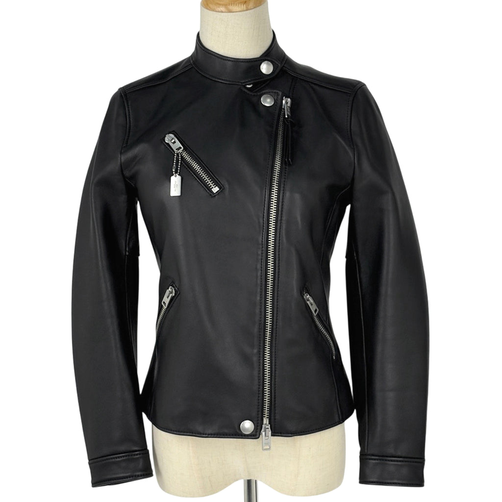 コーチ ライダースジャケット ロゴボタン レザージャケット アウター ライダースジャケット ブラック レディース 【中古】brapp