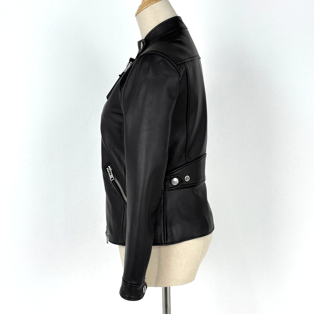 コーチ ライダースジャケット ロゴボタン レザージャケット アウター ライダースジャケット ブラック レディース 【中古】brapp