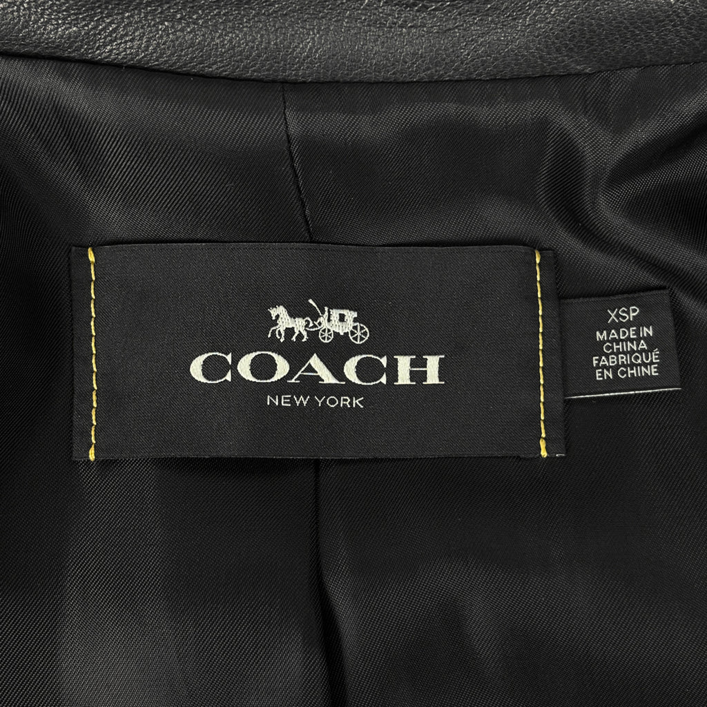 コーチ ライダースジャケット ロゴボタン レザージャケット アウター ライダースジャケット ブラック レディース 【中古】brapp