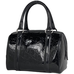 クリスチャンディオール トロッター柄 ハンドバッグ ミニボストン エナメル ハンドバッグ パテントレザー ブラック レディース 【中古】brbag