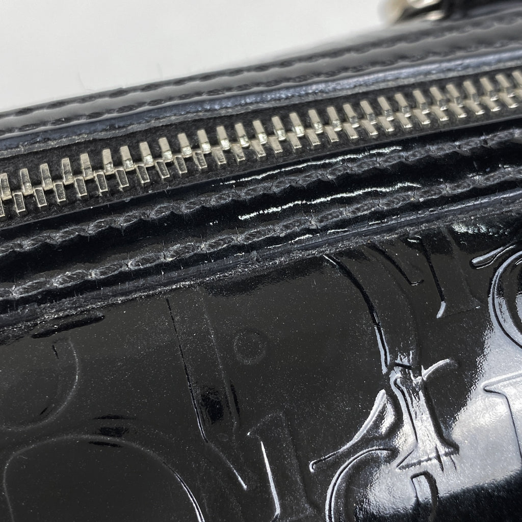 クリスチャンディオール トロッター柄 ハンドバッグ ミニボストン エナメル ハンドバッグ パテントレザー ブラック レディース 【中古】brbag