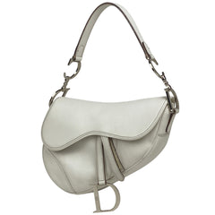 クリスチャンディオール サドルバッグ ロゴ 肩掛け ハンドバッグ ショルダーバッグ レザー ホワイト レディース 【中古】brbag