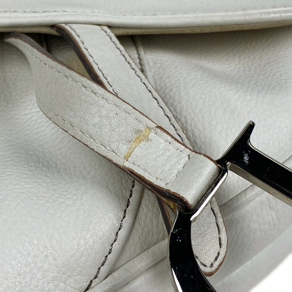 クリスチャンディオール サドルバッグ ロゴ 肩掛け ハンドバッグ ショルダーバッグ レザー ホワイト レディース 【中古】brbag