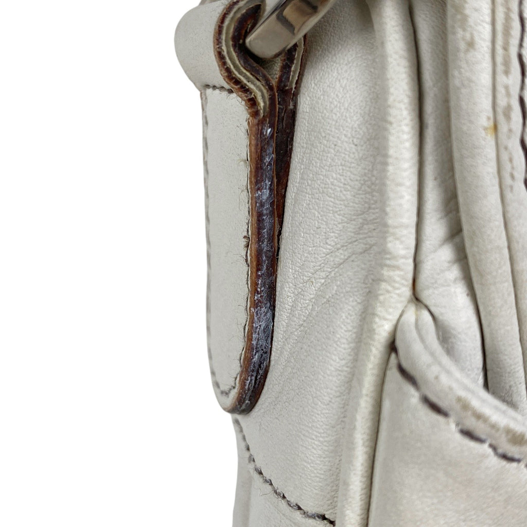 クリスチャンディオール サドルバッグ ロゴ 肩掛け ハンドバッグ ショルダーバッグ レザー ホワイト レディース 【中古】brbag