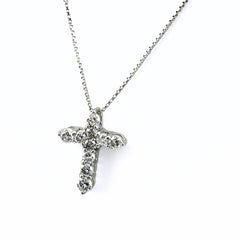 クロスモチーフ デザインネックレス プラチナ ペンダント メレダイヤ 十字架 ネックレス Pt900 Pt850 ダイヤモンド レディース ノンブランドジュエリー 【中古】nbjwl