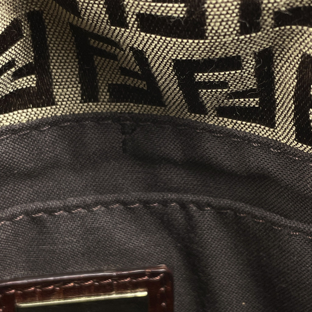 フェンディ ズッキーノ柄 ショルダーバッグ 斜め掛け ショルダーバッグ キャンバス ブラウン 8BT075 レディース 【中古】brbag