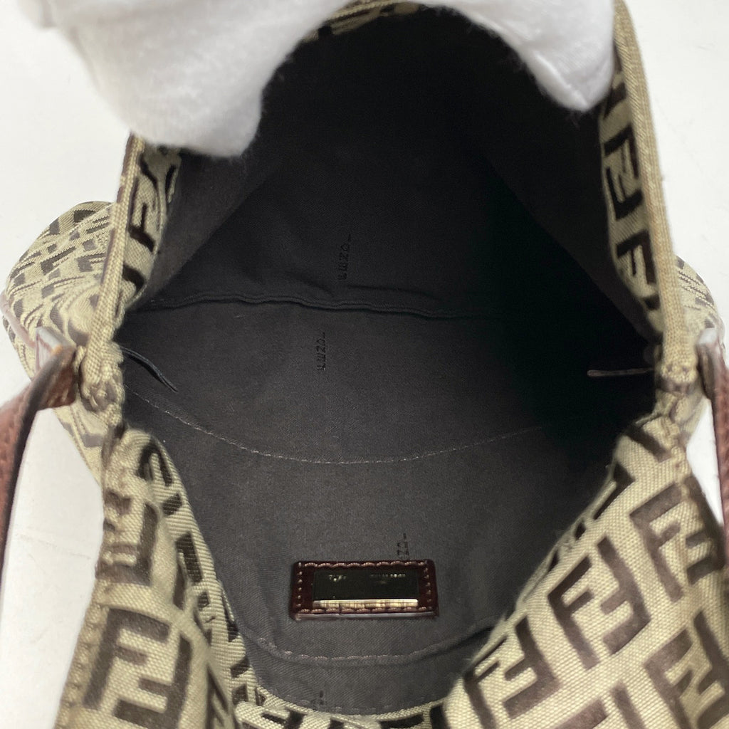 フェンディ ズッキーノ柄 ショルダーバッグ 斜め掛け ショルダーバッグ キャンバス ブラウン 8BT075 レディース 【中古】brbag