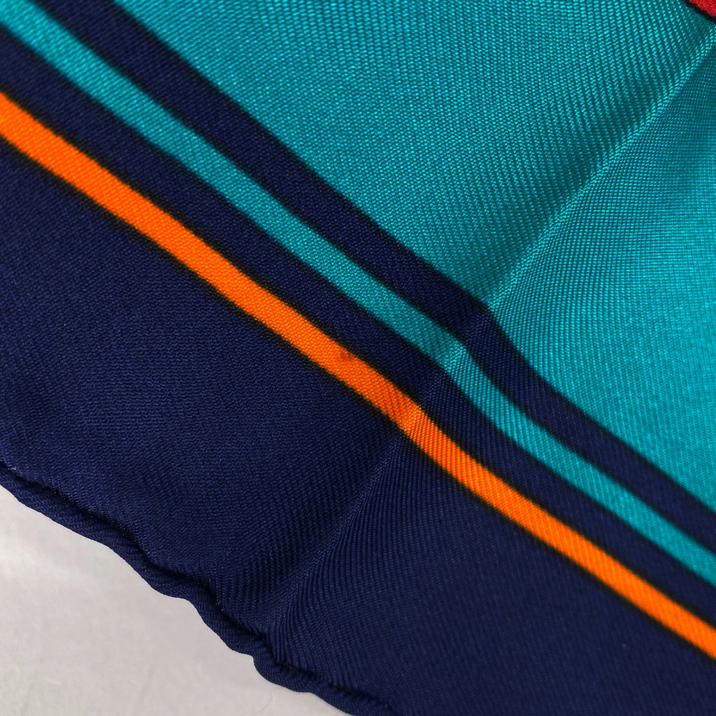 エルメス カレ 90 J.METS サスペンダー柄 ベルト スカーフ シルク ネイビー マルチカラー レディース 【中古】brbag