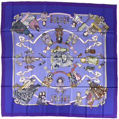 エルメス カレ 90 HELLO DOLLY ハロー ドリー ドール スカーフ シルク パープル マルチカラー レディース 【中古】brbag