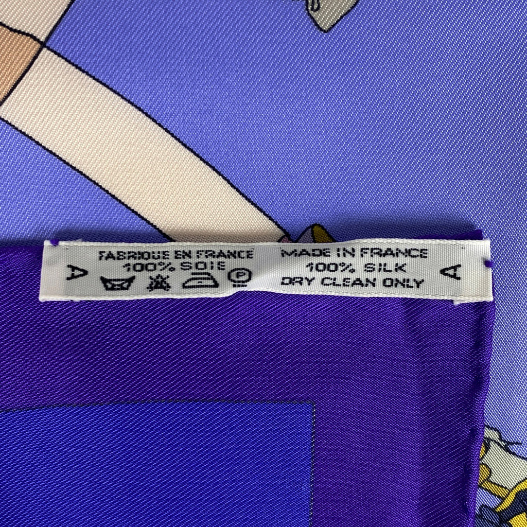 エルメス カレ 90 HELLO DOLLY ハロー ドリー ドール スカーフ シルク パープル マルチカラー レディース 【中古】brbag