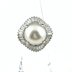 パール デザインリング プラチナ 指輪 メレダイヤ 真珠 リング 11号 Pt900 パール レディース ノンブランドジュエリー 【中古】nbjwl