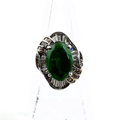 翡翠 デザインリング プラチナ メレダイヤ 指輪 リング 11号 Pt900 ヒスイ ダイヤモンド レディース ノンブランドジュエリー 【中古】nbjwl