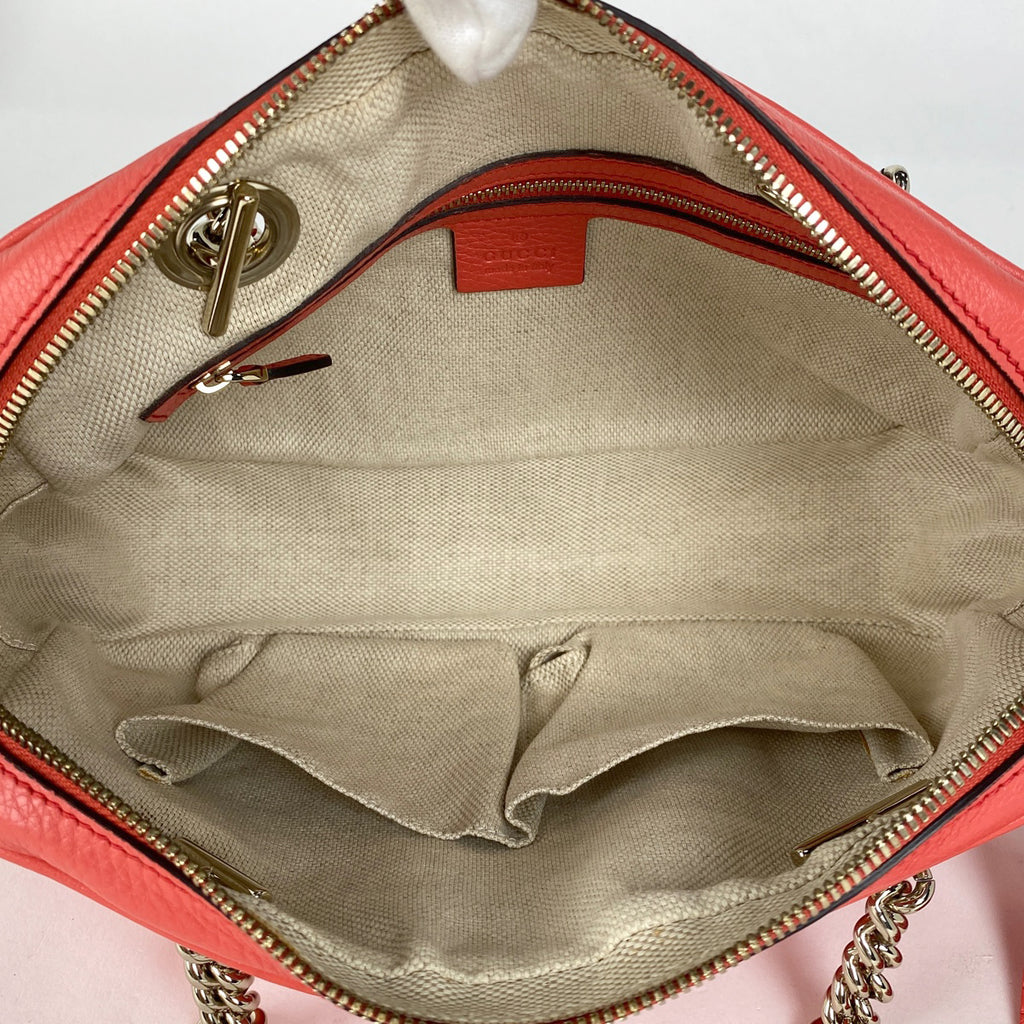 グッチ ソーホー ダブルチェーン ショルダーバッグ インターロッキングG タッセル フリンジ ショルダーバッグ レザー ピンク 308983 レディース 【中古】brbag