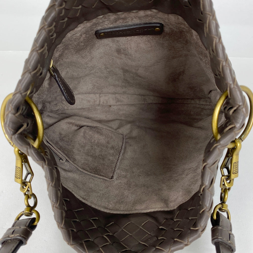 ボッテガヴェネタ イントレチャート ショルダーバッグ 斜め掛け ショルダーバッグ レザー ブラウン レディース 【中古】brbag