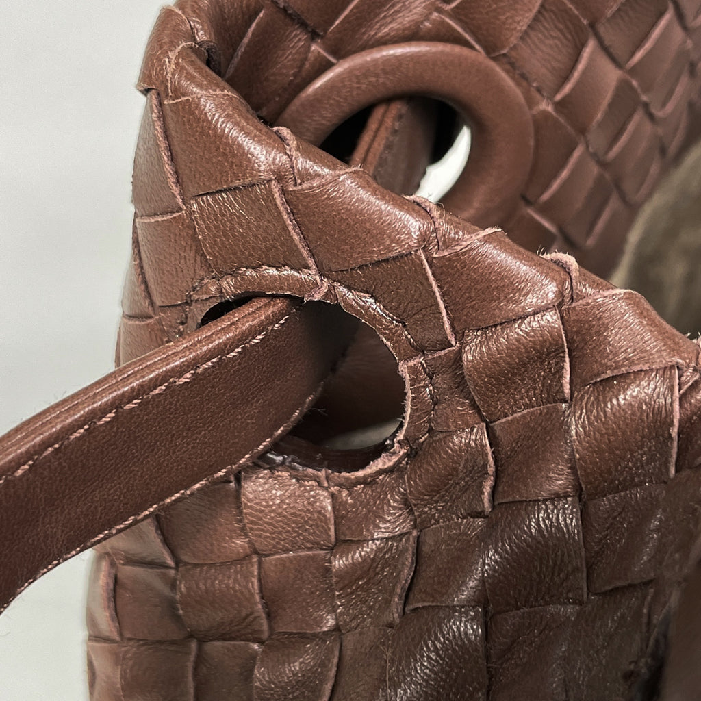 ボッテガヴェネタ イントレチャート ハンドバッグ 手提げ ハンドバッグ レザー ブラウン レディース 【中古】brbag