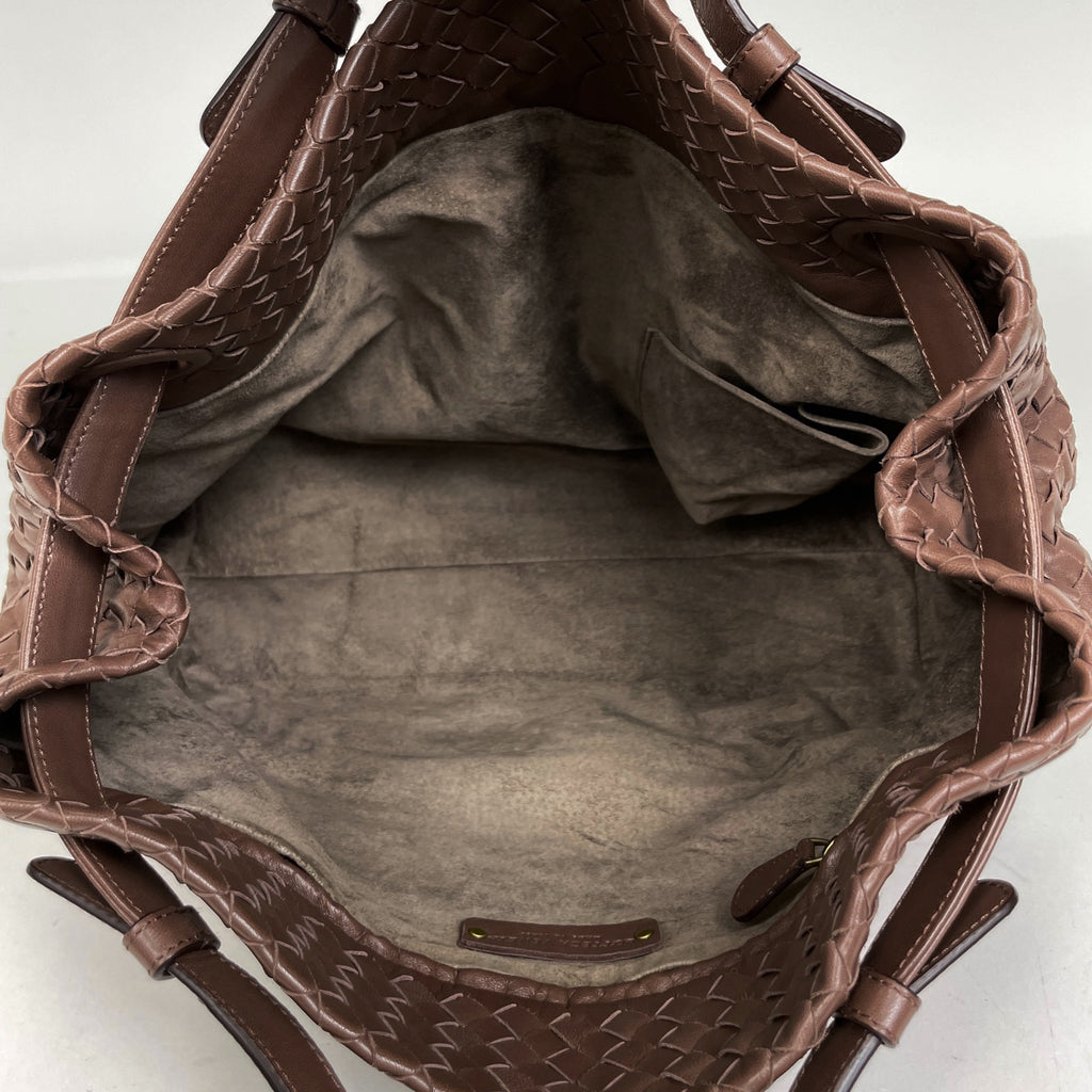 ボッテガヴェネタ イントレチャート ハンドバッグ 手提げ ハンドバッグ レザー ブラウン レディース 【中古】brbag