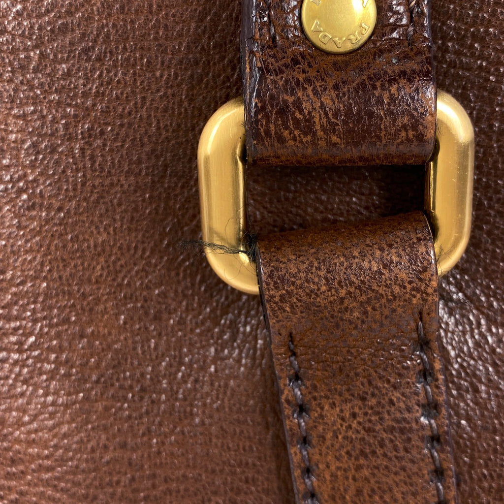 プラダ ロゴ ハンドバッグ ショルダーバッグ ハンドバッグ レザー ブラウン レディース 【中古】brbag