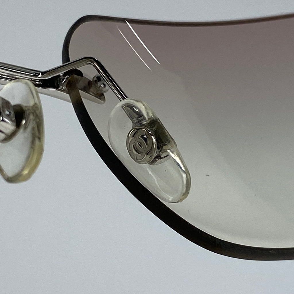 シャネル カメリア サングラス ココマーク グラデーション アイウェア サングラス メタル シルバー ピンク 4085 レディース 【中古】brbag