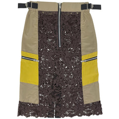 サカイ レース 切り替え スカート 19-04421 ボトムス スカート ブラウン ベージュ イエロー レディース 【中古】brapp