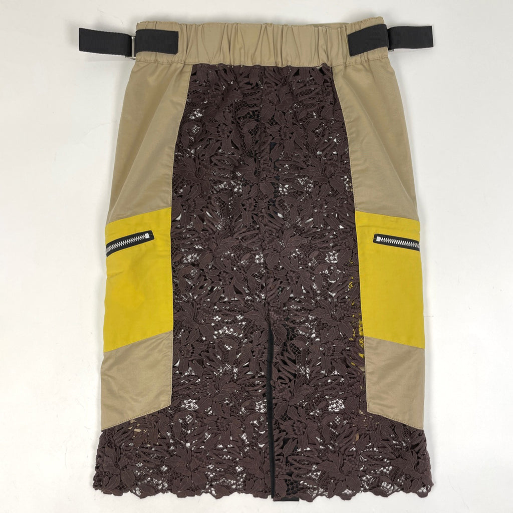 サカイ レース 切り替え スカート 19-04421 ボトムス スカート ブラウン ベージュ イエロー レディース 【中古】brapp