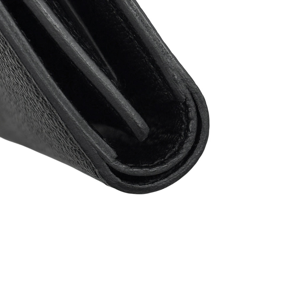 エルメス ベアン コンビネ Hロゴ 札入れ 小銭入れ 三つ折り財布 シェーブル ブラック Ｂ レディース 【中古】brbag