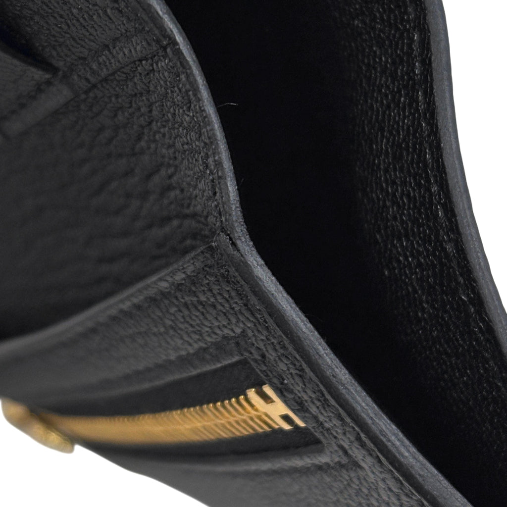 エルメス ベアン コンビネ Hロゴ 札入れ 小銭入れ 三つ折り財布 シェーブル ブラック Ｂ レディース 【中古】brbag